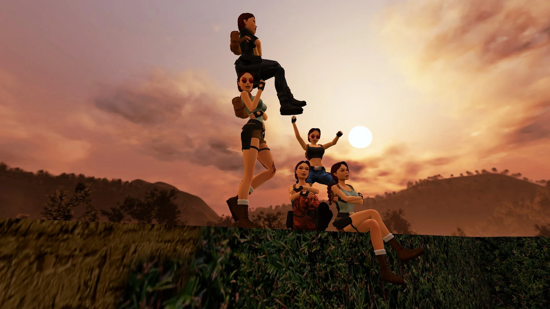 Group sunset pose in India TR3 Multiplayer