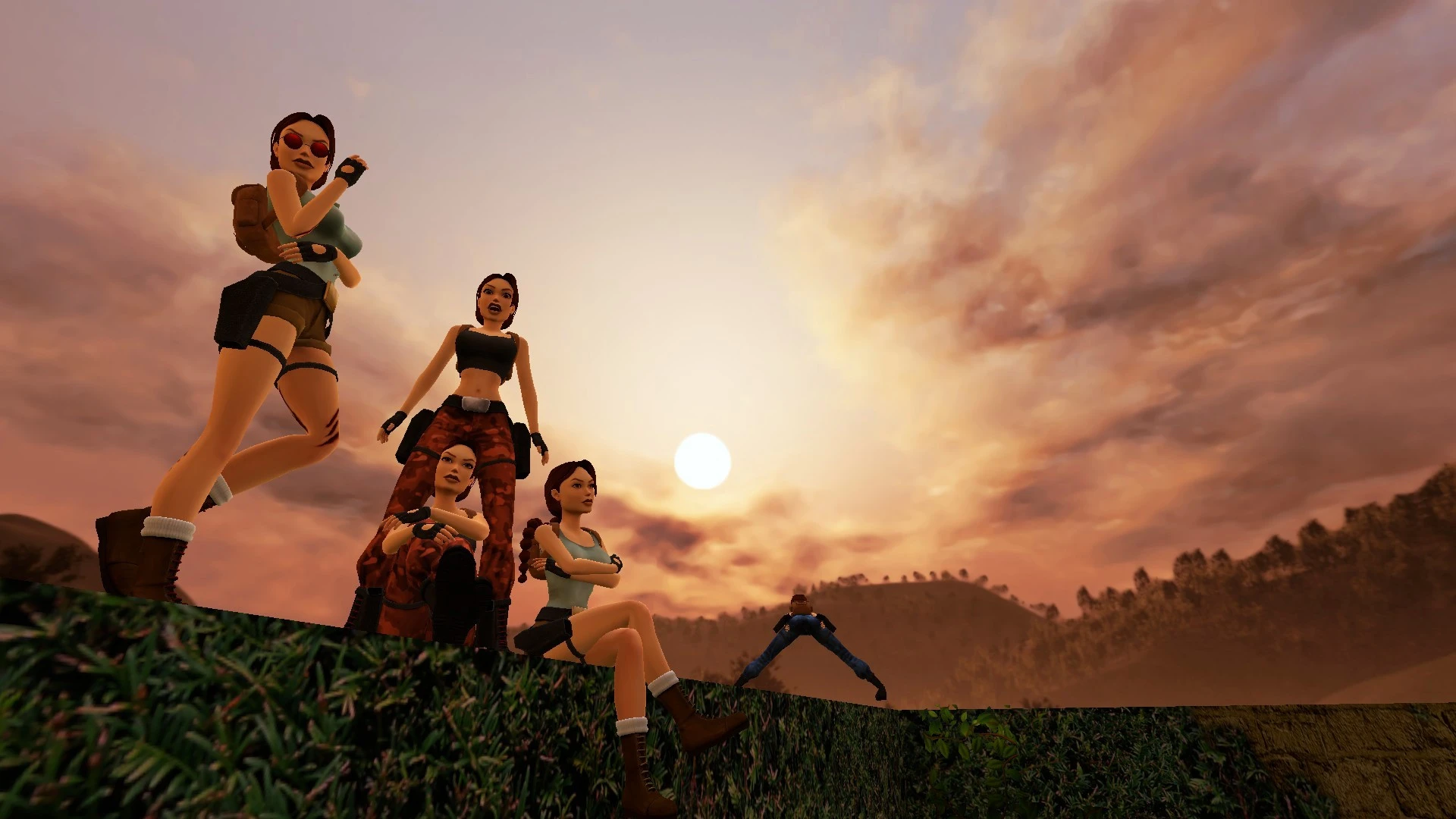 Group sunset pose in India TR3 Multiplayer