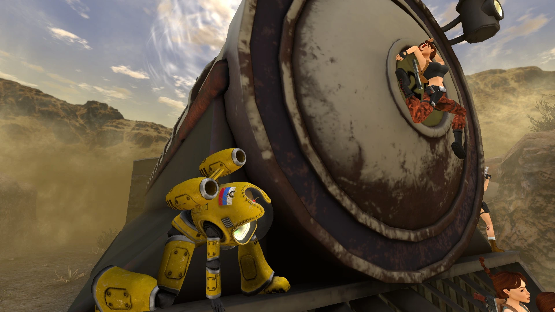 Robot costume on the train in Nevada TR3 Multiplayer