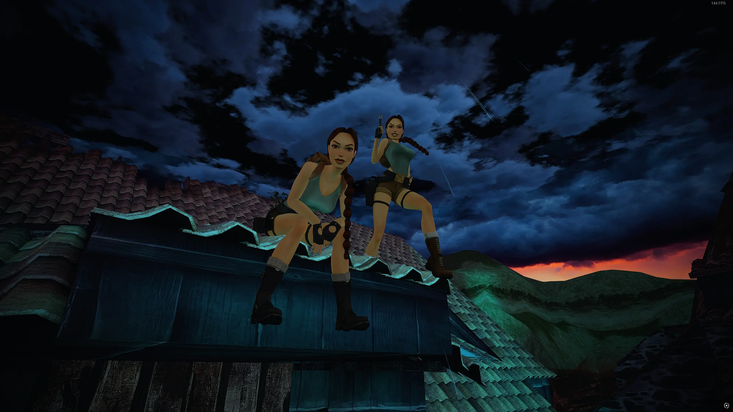 Two Laras on the rooftop in Ireland TR5 Multiplayer