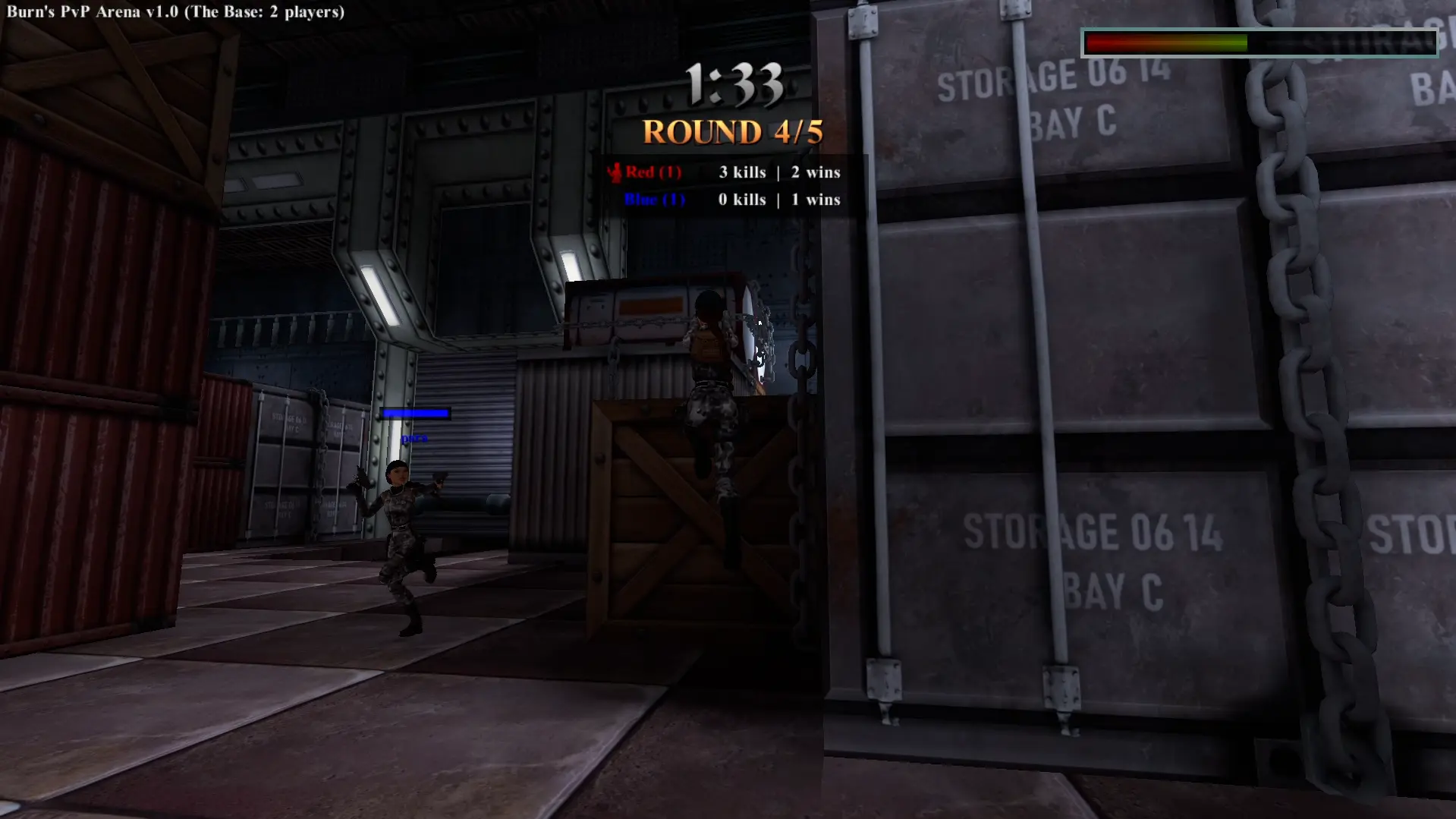 PVP Arena combat in storage area