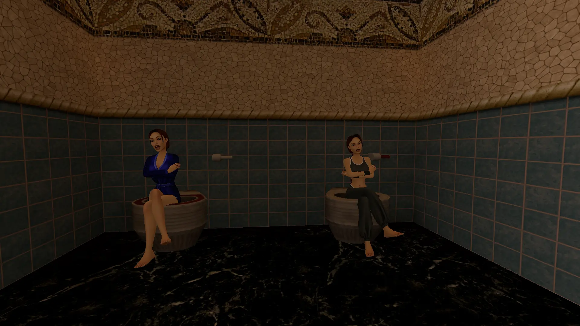 Two Laras in Rome bathroom TR5 Multiplayer
