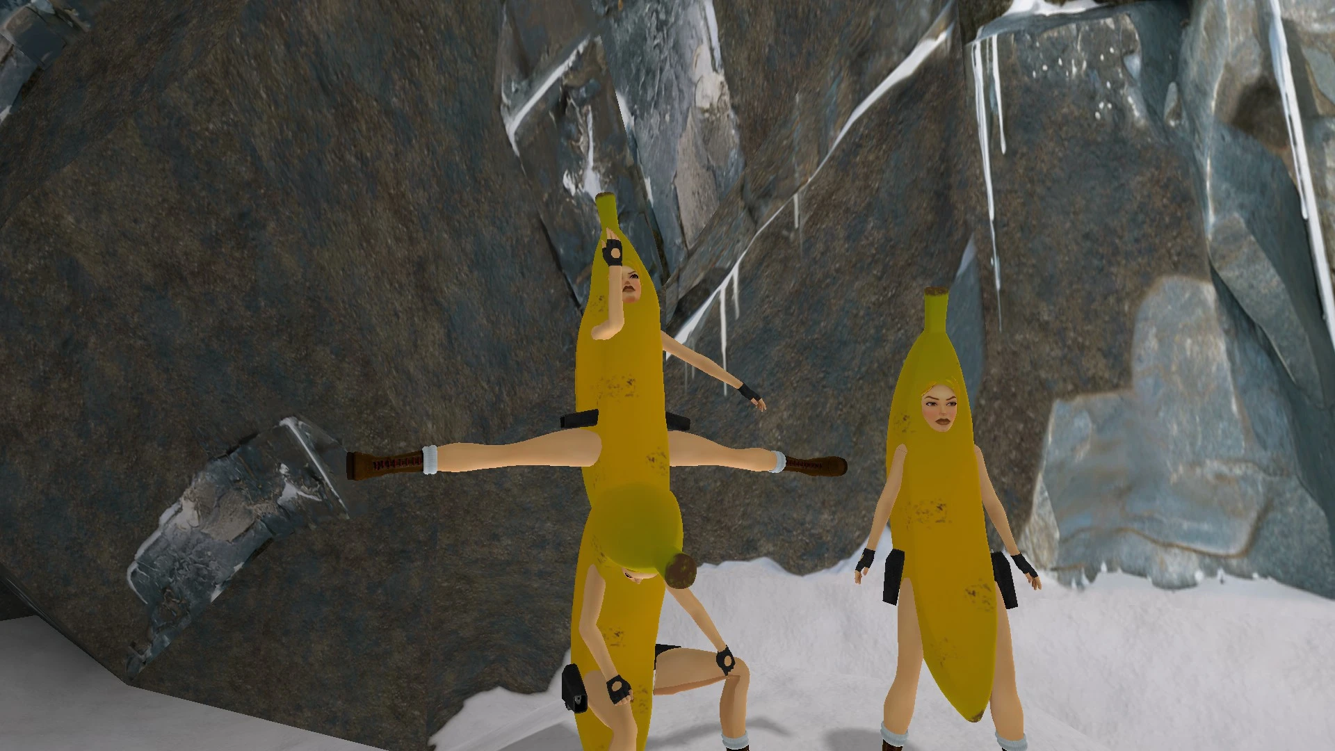 Three banana costume Laras in Antarctica TR3 Multiplayer