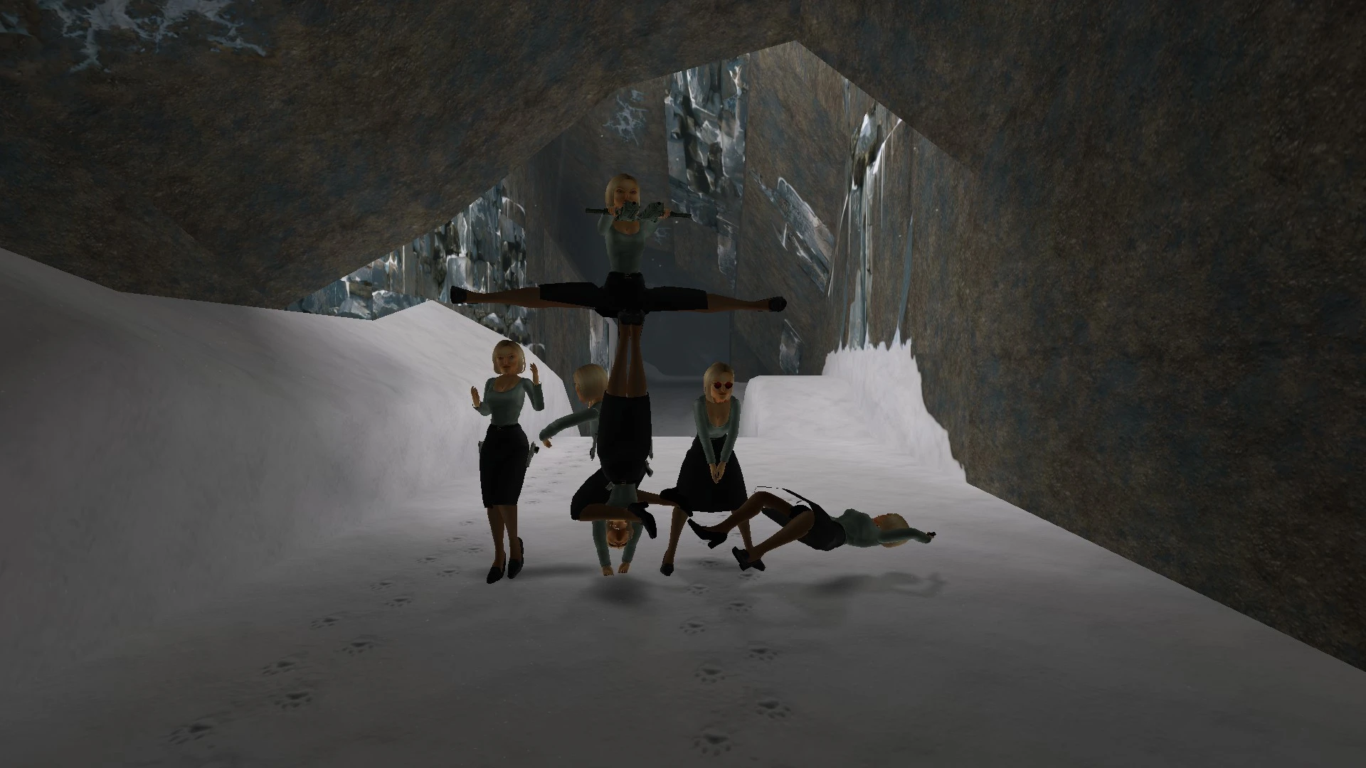 Business costume acrobat pyramid in Antarctica TR3 Multiplayer