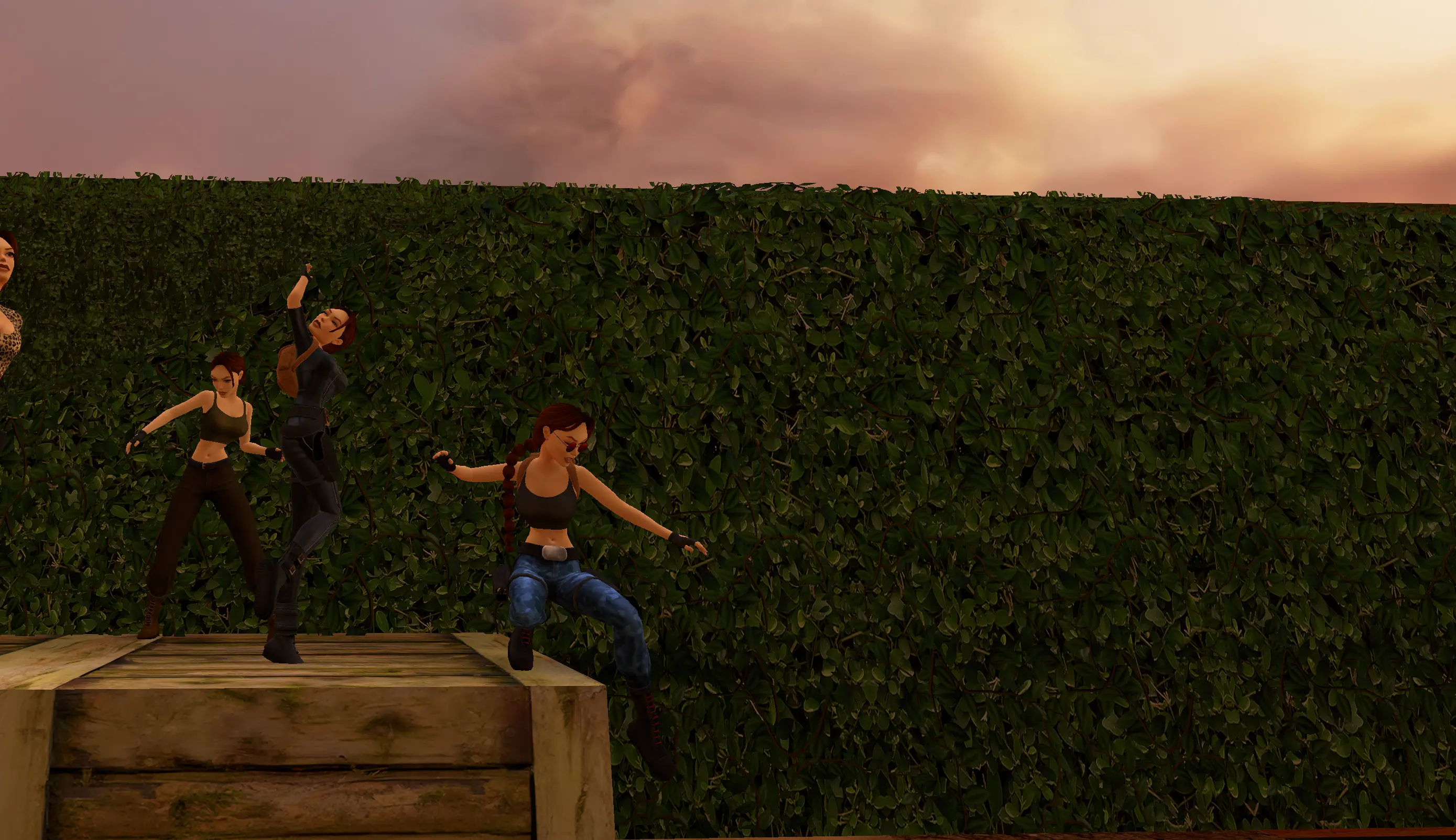 Climbing the hedge at Croft Manor