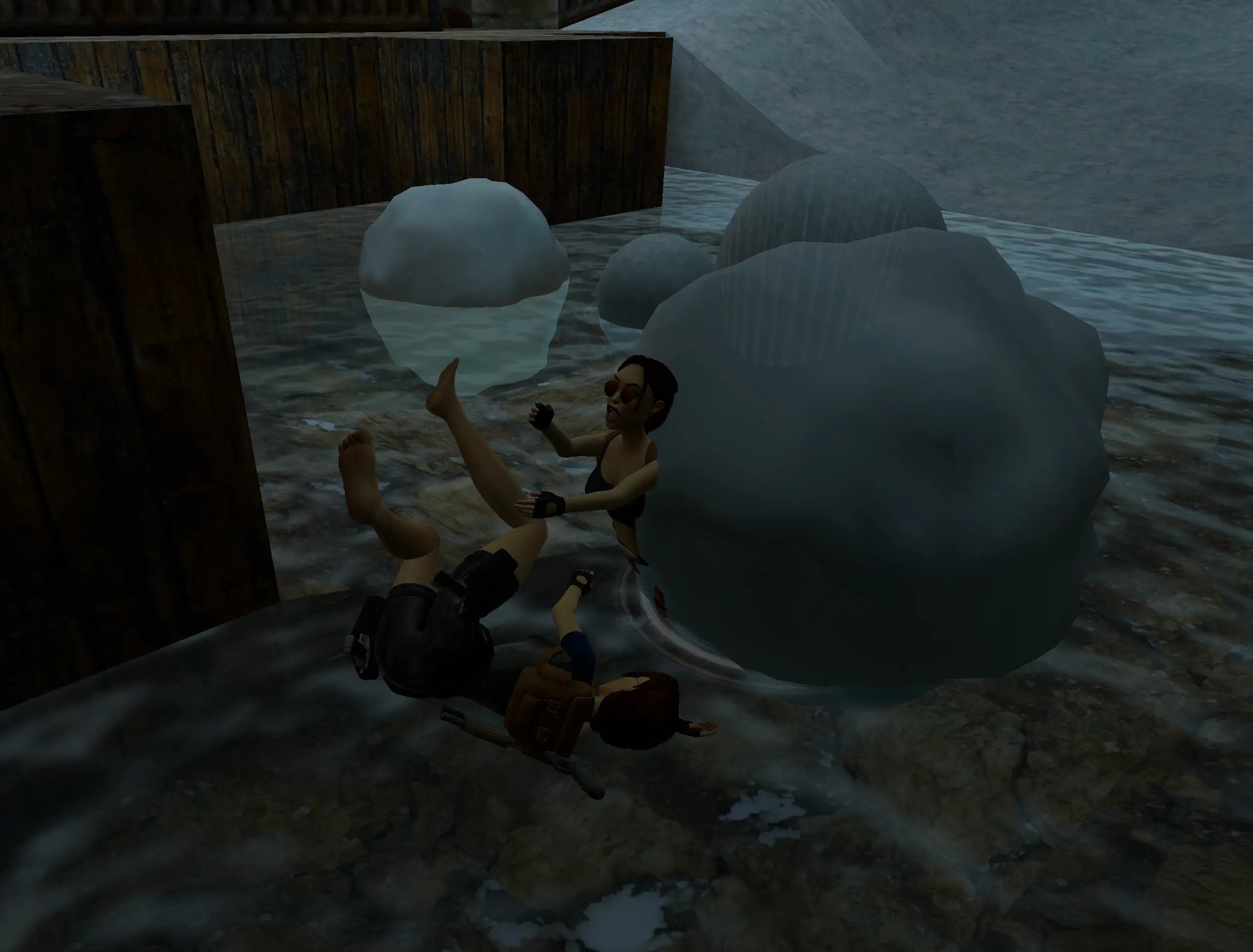 Playing with boulder in Antarctica TR3 Multiplayer