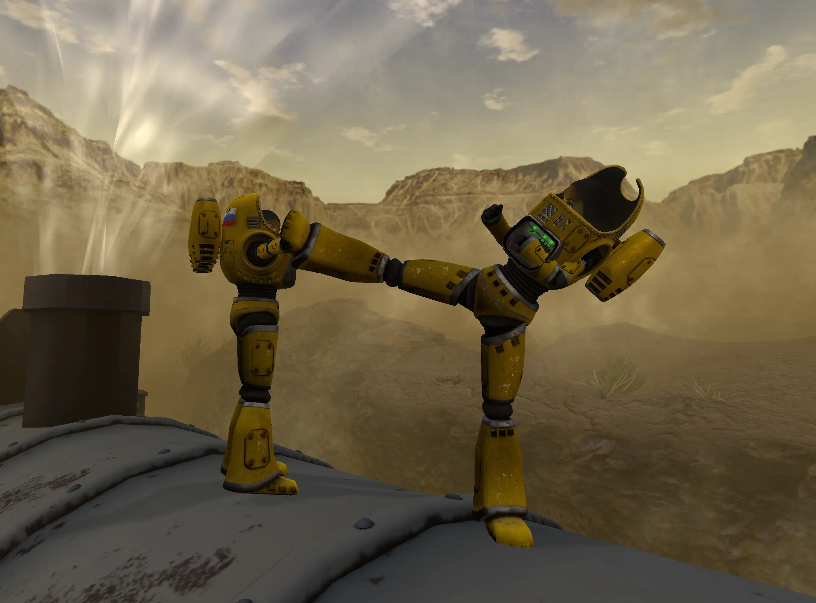 Mech kick duo in Nevada TR3 Multiplayer