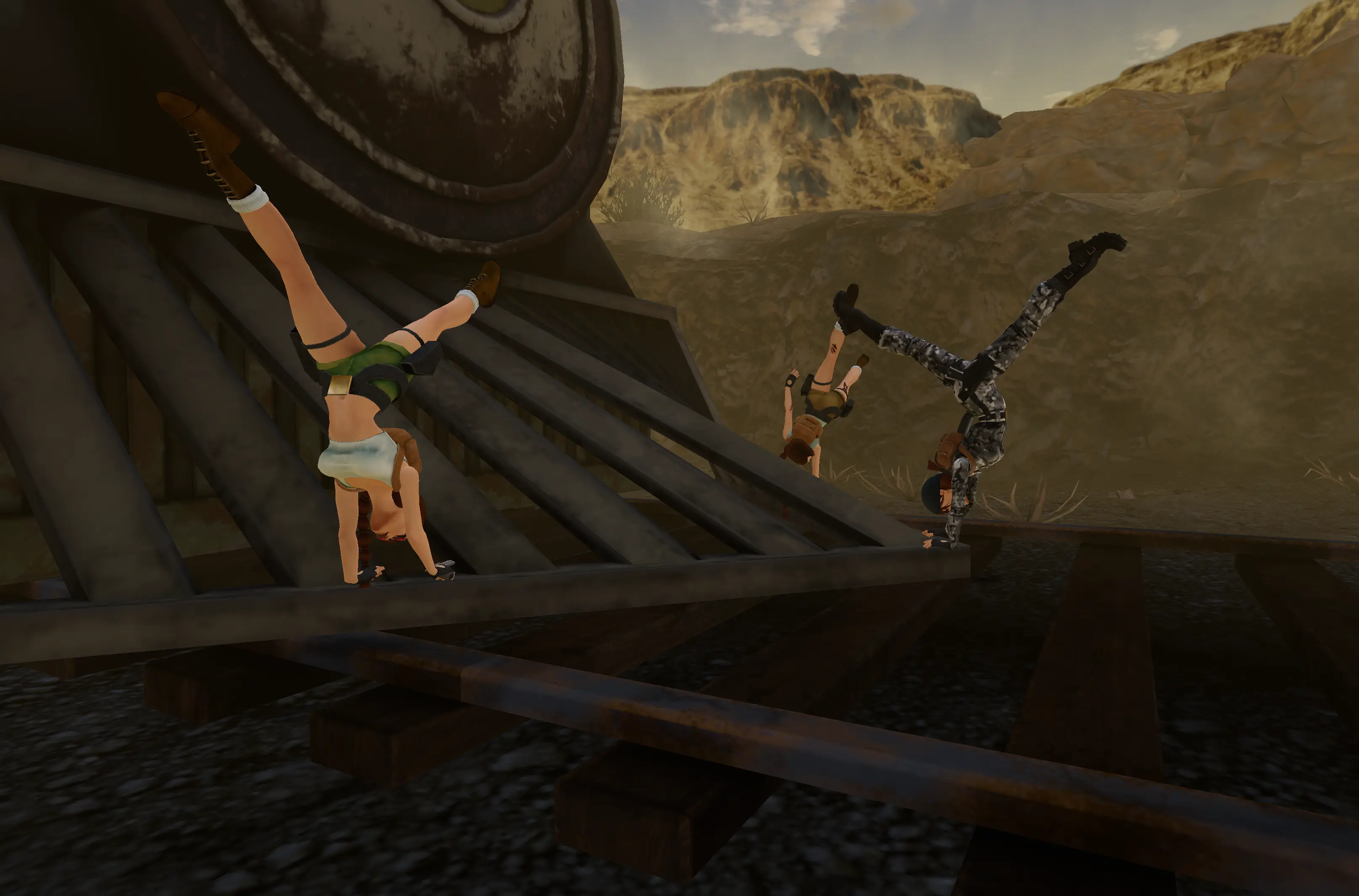 Handstand on train in Nevada TR3 Multiplayer
