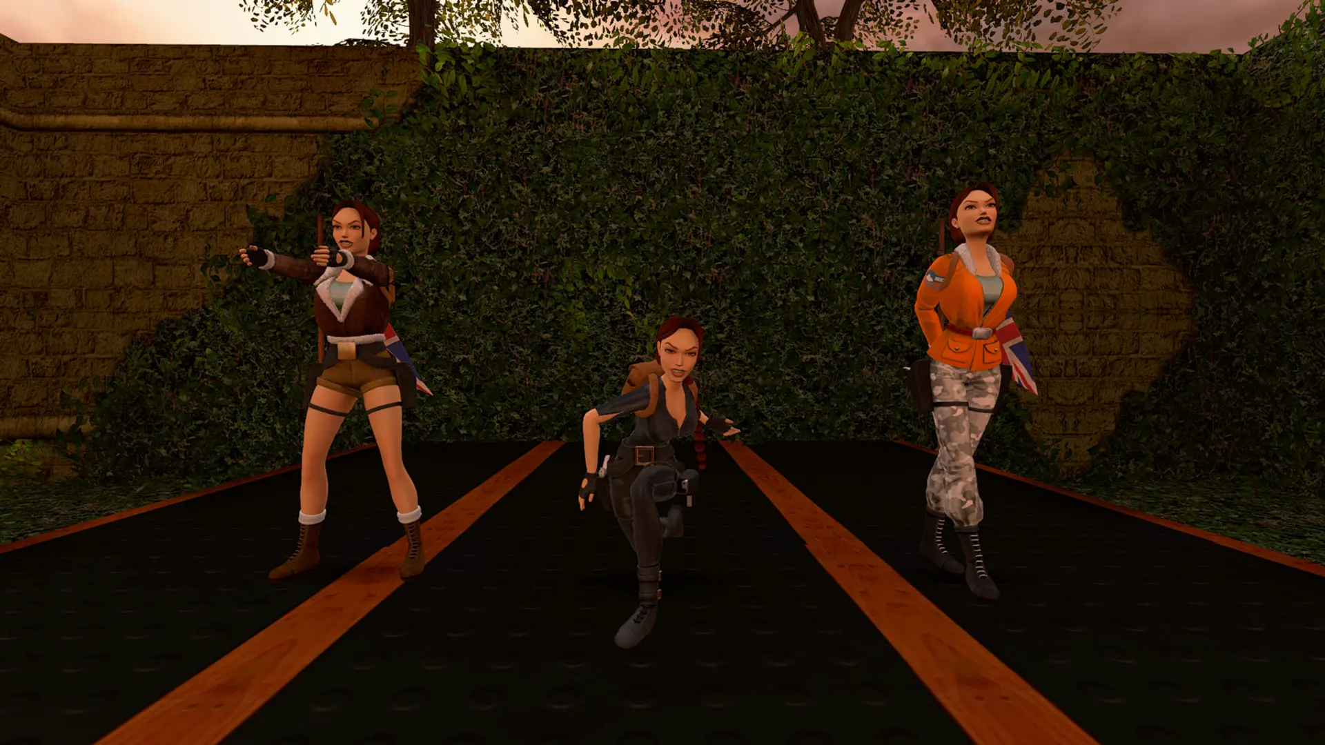 Three Laras in Croft Manor maze