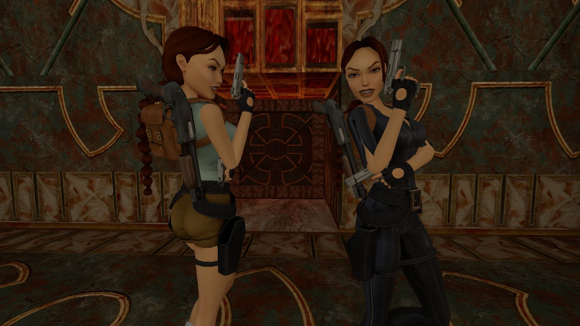 Back to back in the temple TR1 Multiplayer