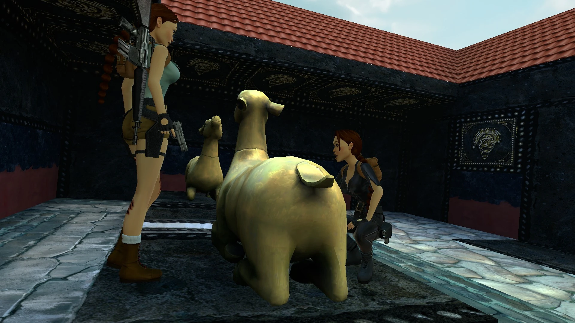 Llama in courtyard in Tibet TR2 Multiplayer