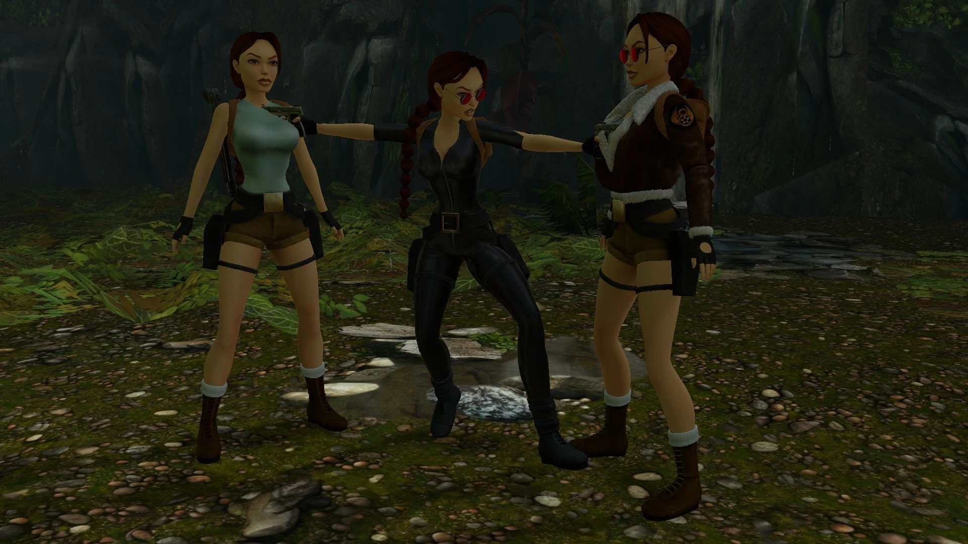 Trio pose in South Pacific TR3 Multiplayer
