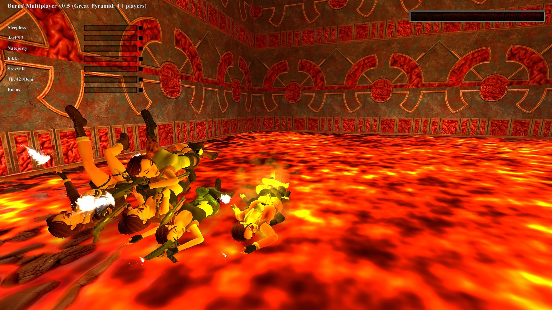 Pileup of deadge Laras at the bottom of the Great Pyramid