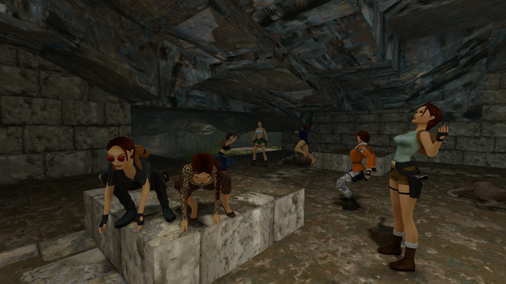 Group of Laras posing in Photo Mode together