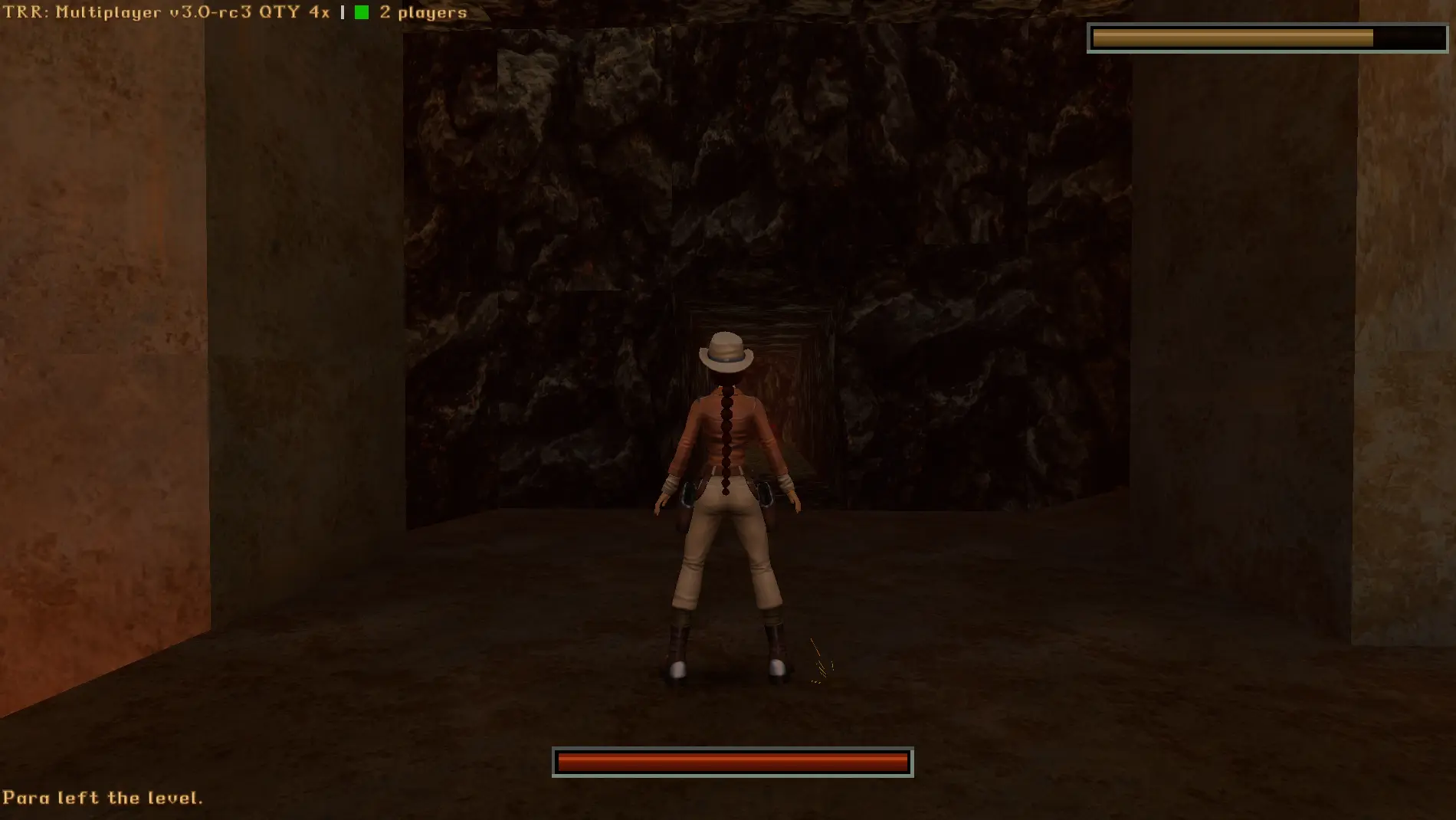 The chat area showing that a partner left the level