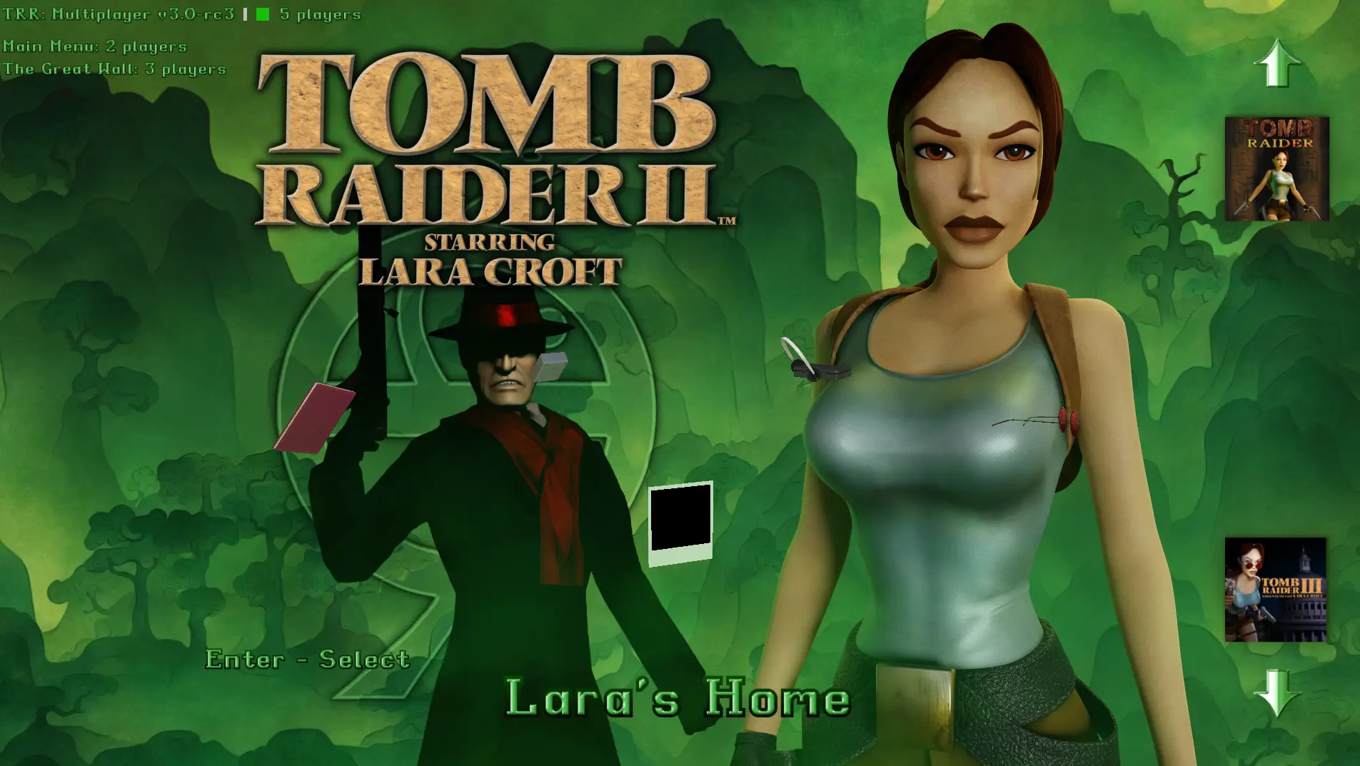 The main menu with the multiplayer label top left and the player list under it